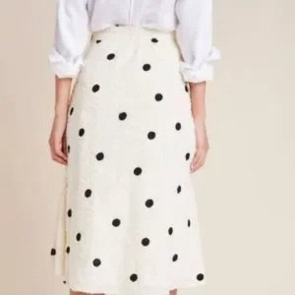 Anthropologie Eri + Ali Andrea Textured Polka Dot Midi Skirt - Picture 2 of 13